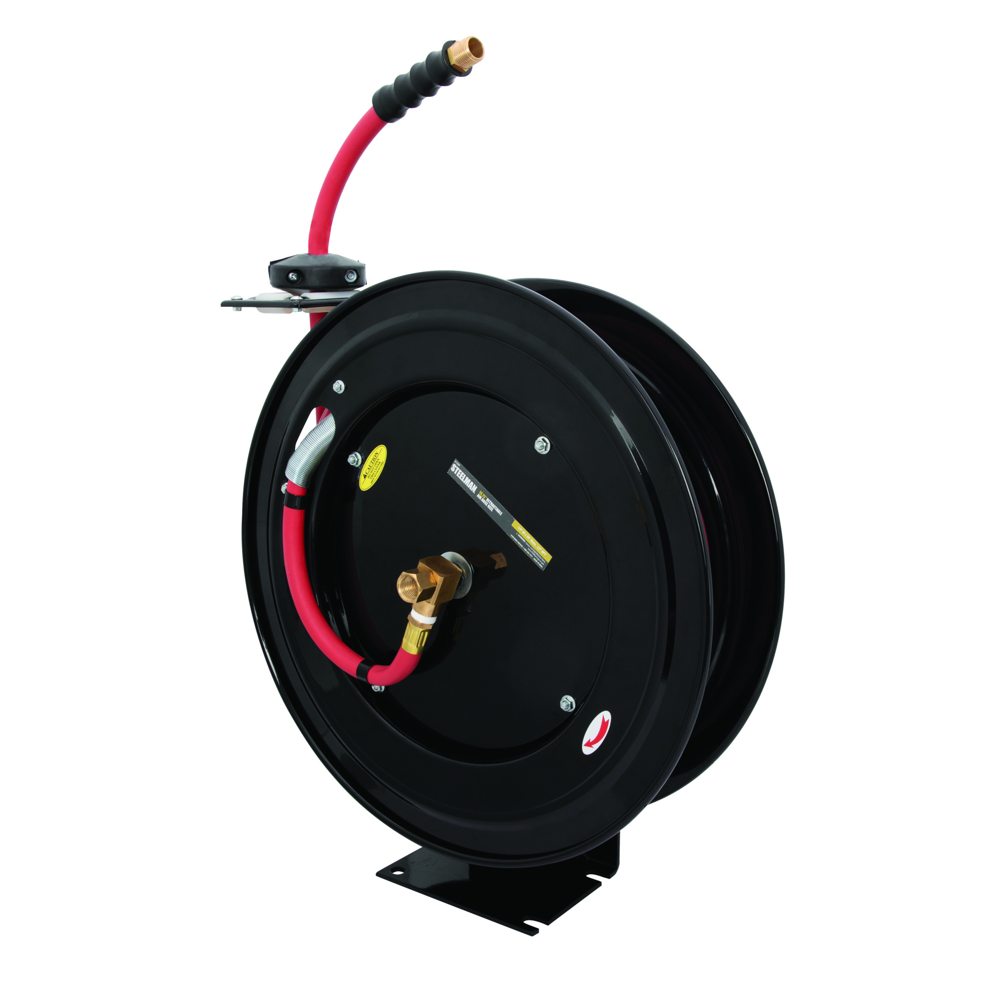 STEELMAN 50-Foot Long 1/2-Inch Inner Diameter Air Hose with Spring Retractable Hose Reel with 1/2-Inch NPT Fittings 61306